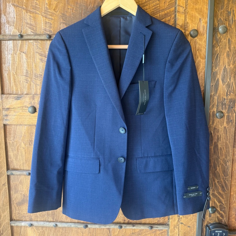Marc New York Suit Jacket Mens 14 SK Blue Skinny Fit Stretch Blazer NWT